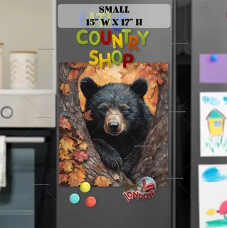 Preview of Pretty Autumn Black Bear Cub magnet in Small size.