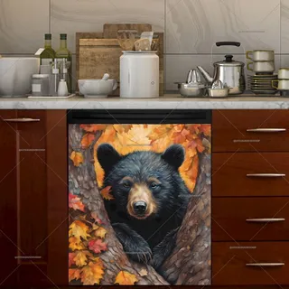 Preview of Pretty Autumn Black Bear Cub magnet.