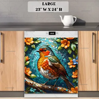 Preview of Beautiful Mosaic Robin magnet in Large size.