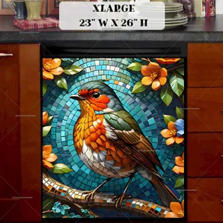 Preview of Beautiful Mosaic Robin magnet in Extra Large size.