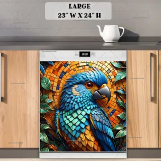 Preview of Beautiful Mosaic Parrot magnet in Large size.