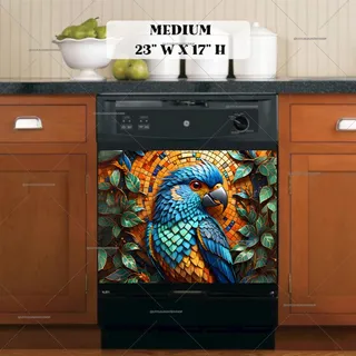 Preview of Beautiful Mosaic Parrot magnet in Medium size.