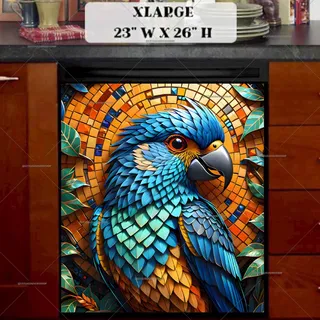 Preview of Beautiful Mosaic Parrot magnet in Extra Large size.