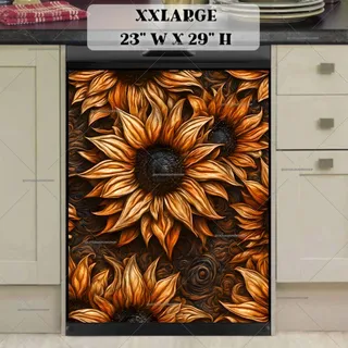 Preview of Tooled Leather Sunflowers magnet in XX Large size.