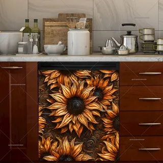 Preview of Tooled Leather Sunflowers magnet.