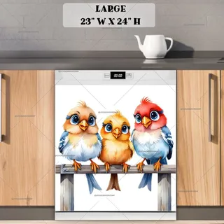 Preview of Colorful Bird Trio magnet in Large size.