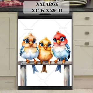 Preview of Colorful Bird Trio magnet in XX Large size.