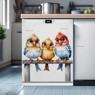 Preview of Colorful Bird Trio magnet.