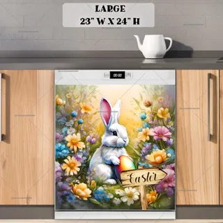 Preview of Easter Bunny with a Sign and Egg magnet in Large size.