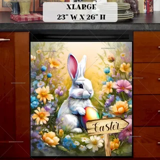 Preview of Easter Bunny with a Sign and Egg magnet in Extra Large size.