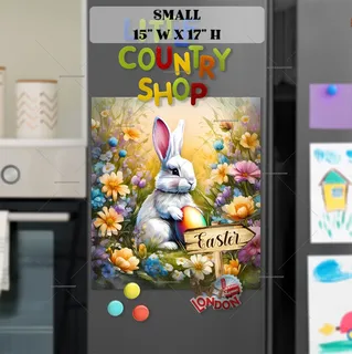 Preview of Easter Bunny with a Sign and Egg magnet in Small size.