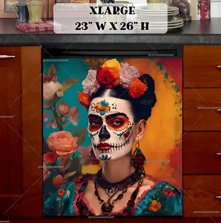 Preview of Sugar Skull Frida Kahlo magnet in Extra Large size.