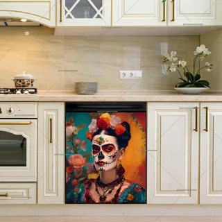 Preview of Sugar Skull Frida Kahlo magnet.