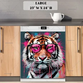 Preview of Tiger in Pink Sunglasses magnet in Large size.