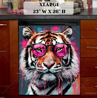 Preview of Tiger in Pink Sunglasses magnet in Extra Large size.