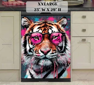 Preview of Tiger in Pink Sunglasses magnet in XX Large size.