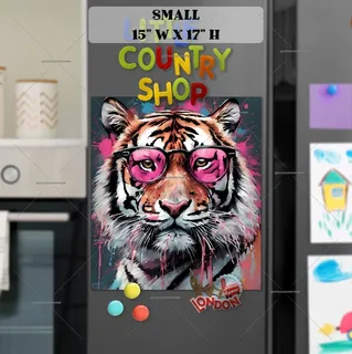 Preview of Tiger in Pink Sunglasses magnet in Small size.