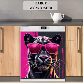 Preview of Black Panther in Pink Sunglasses magnet in Large size.