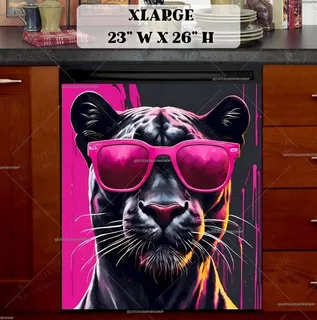 Preview of Black Panther in Pink Sunglasses magnet in Extra Large size.