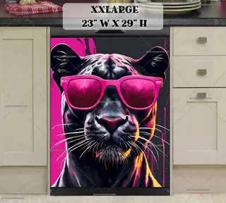 Preview of Black Panther in Pink Sunglasses magnet in XX Large size.