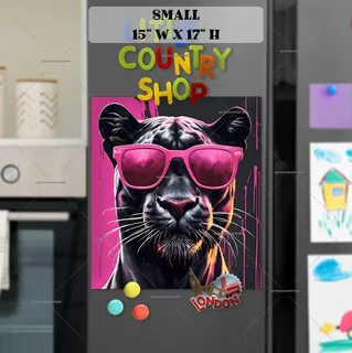 Preview of Black Panther in Pink Sunglasses magnet in Small size.