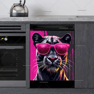 Preview of Black Panther in Pink Sunglasses magnet.