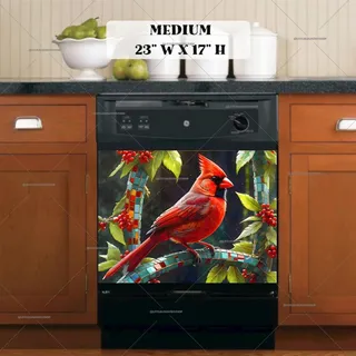 Preview of Cardinal on a Mosaic Branch magnet in Medium size.