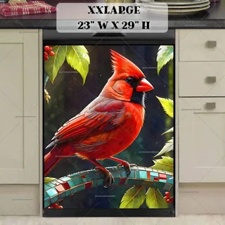 Preview of Cardinal on a Mosaic Branch magnet in XX Large size.