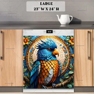 Preview of Colorful Mosaic Parrot magnet in Large size.