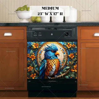 Preview of Colorful Mosaic Parrot magnet in Medium size.