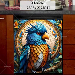 Preview of Colorful Mosaic Parrot magnet in Extra Large size.