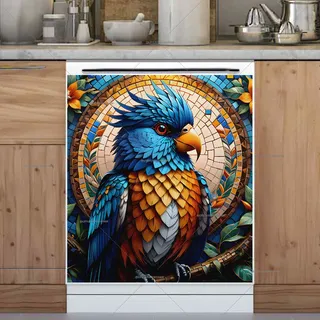 Preview of Colorful Mosaic Parrot magnet.