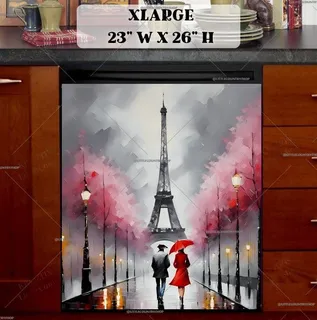 Preview of Couple Walking in the Rain in Paris magnet in Extra Large size.