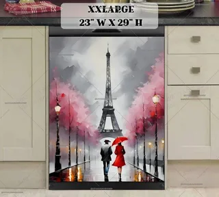 Preview of Couple Walking in the Rain in Paris magnet in XX Large size.