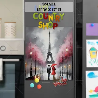 Preview of Couple Walking in the Rain in Paris magnet in Small size.