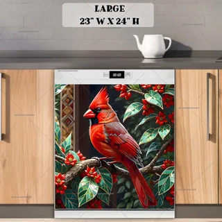 Preview of Cardinal on a Mosaic Tree magnet in Large size.