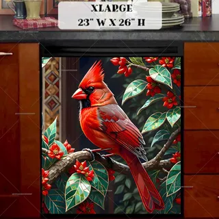 Preview of Cardinal on a Mosaic Tree magnet in Extra Large size.