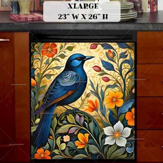 Preview of Blue Folklore Bird magnet in Extra Large size.