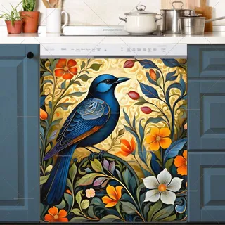 Preview of Blue Folklore Bird magnet.