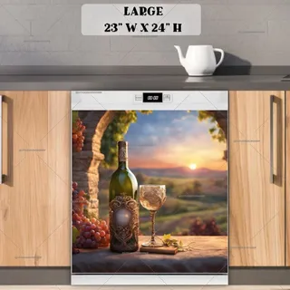 Preview of Elegant Wine Bottle and Glass magnet in Large size.