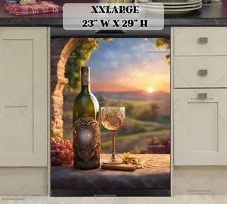 Preview of Elegant Wine Bottle and Glass magnet in XX Large size.