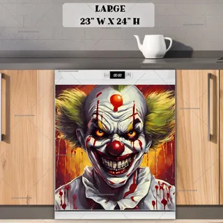 Preview of Creepy Zombie Clown Portrait magnet in Large size.