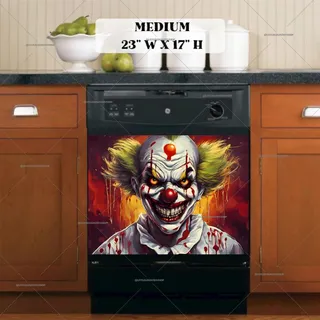 Preview of Creepy Zombie Clown Portrait magnet in Medium size.