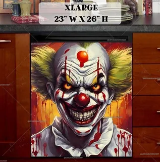 Preview of Creepy Zombie Clown Portrait magnet in Extra Large size.