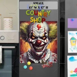 Preview of Creepy Zombie Clown Portrait magnet in Small size.