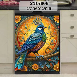 Preview of Pretty Blue Folk Bird magnet in XX Large size.