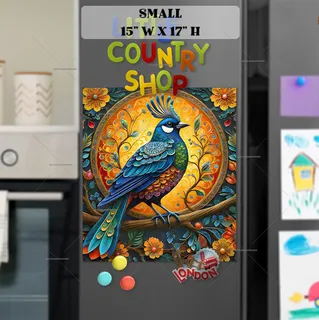 Preview of Pretty Blue Folk Bird magnet in Small size.