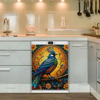 Preview of Pretty Blue Folk Bird magnet.