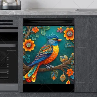 Preview of Folk Bird on a Blooming Tree magnet.