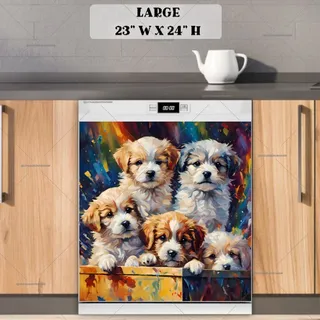 Preview of Cute Puppies in a Box magnet in Large size.